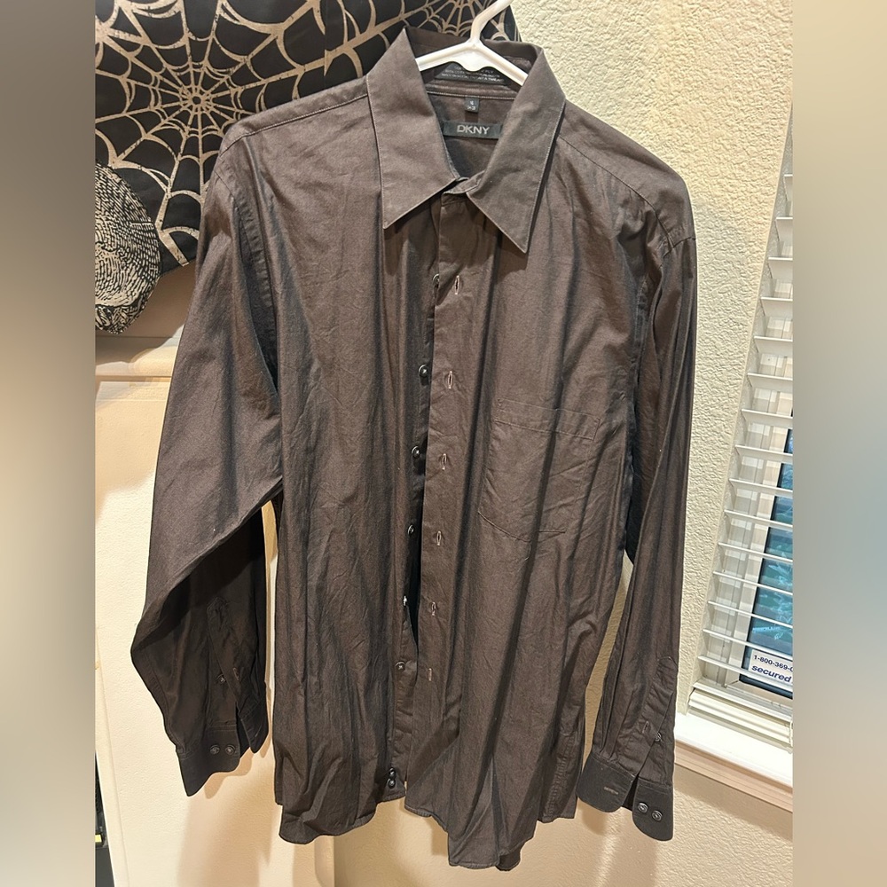 DKNY Men's Dark gray Dress Shirt sz 16 34/35